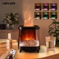 mini air humidifier, aroma humidifier flame essential oil diffuser with night light and remote control for home use