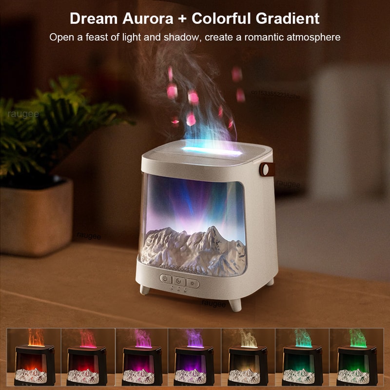 Mini Air Humidifier Aroma Humidifier Flame Essential Oil Diffuser With Night Light And Remote Contr 2