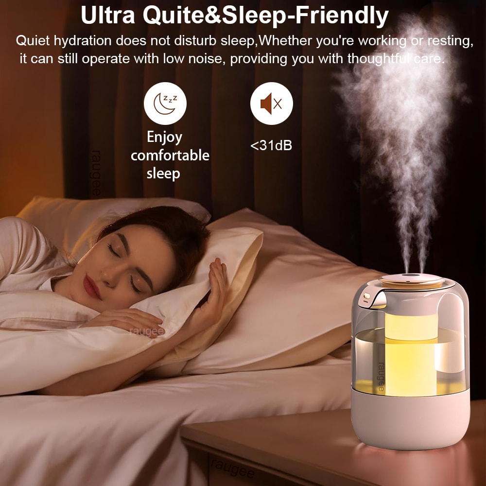 USB Humidifier with LED Night Light, Large Capacity Cool Mist Maker for Household Use