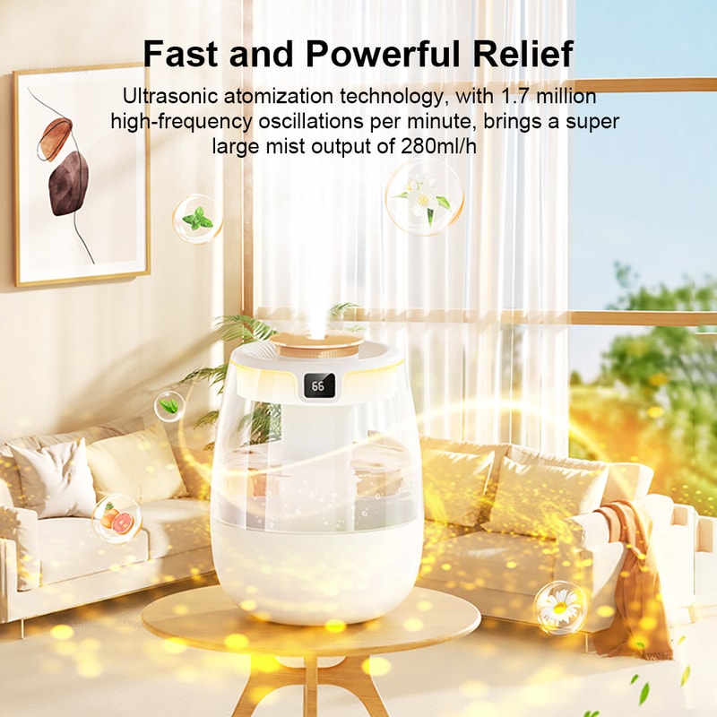 Air Humidifier Aroma Diffuser, USB Water Humidifier with Double Spray Port and Night Light for Home, Office Use