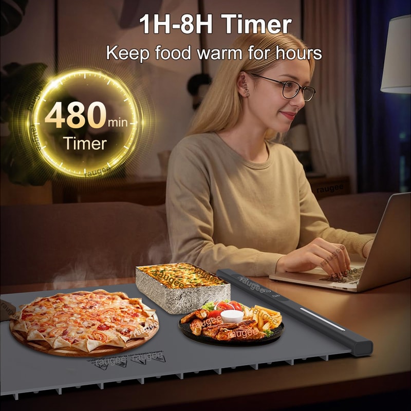 Electric Food Warming Tray 8 Tem Setting Foldable Food Warmer Mat Full Surface Heating Plate 5
