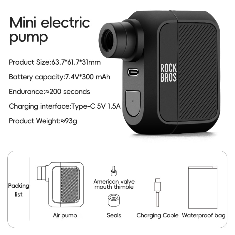 Rechargeable Portable Mini Electric Bicycle Pump MTB Road Air Inflator Bike Pump For AV FV Valve 5