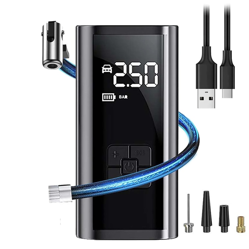Rechargeable Digital Air Compressor for Car, Bicycle, and Football Ball Inflator Pump