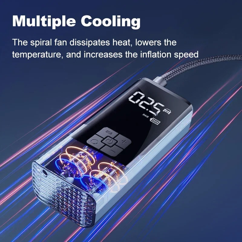 Rechargeable Digital Air Compressor for Car, Bicycle, and Football Ball Inflator Pump
