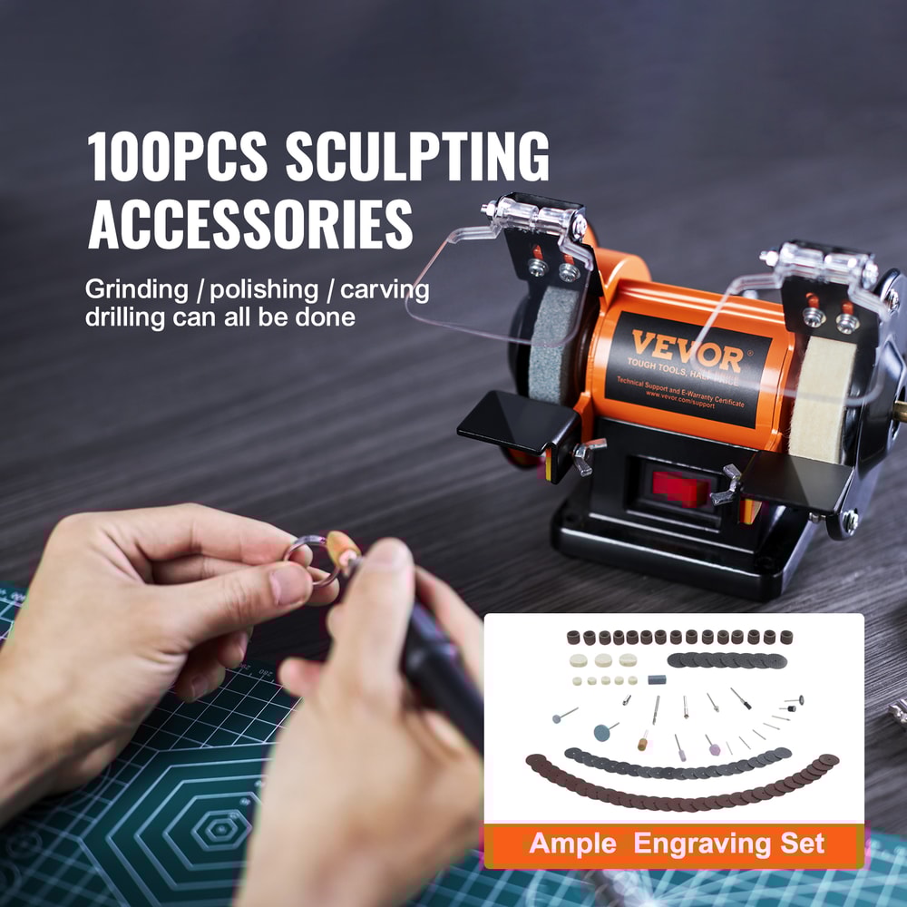 Multi-purpose Bench Grinder Jewelry Polisher Buffer Brushless Adjustable Speed Polishing Machine for Gemstones