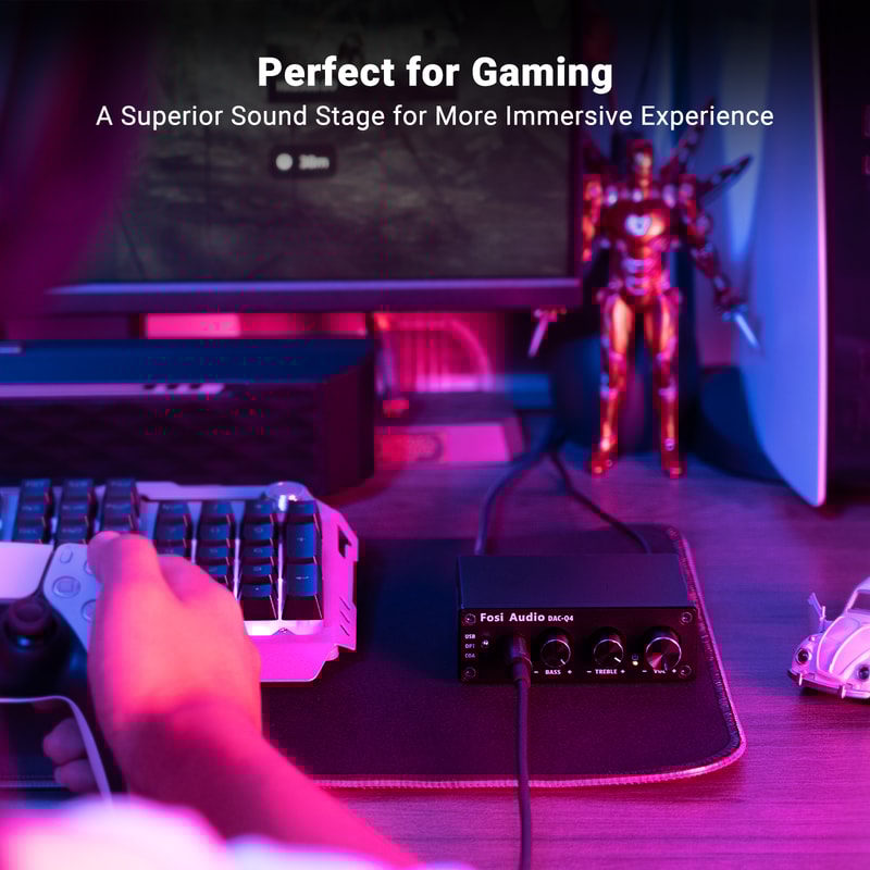 USB Gaming DAC Headphone Audio Converter Adapter For Active Speakers 4