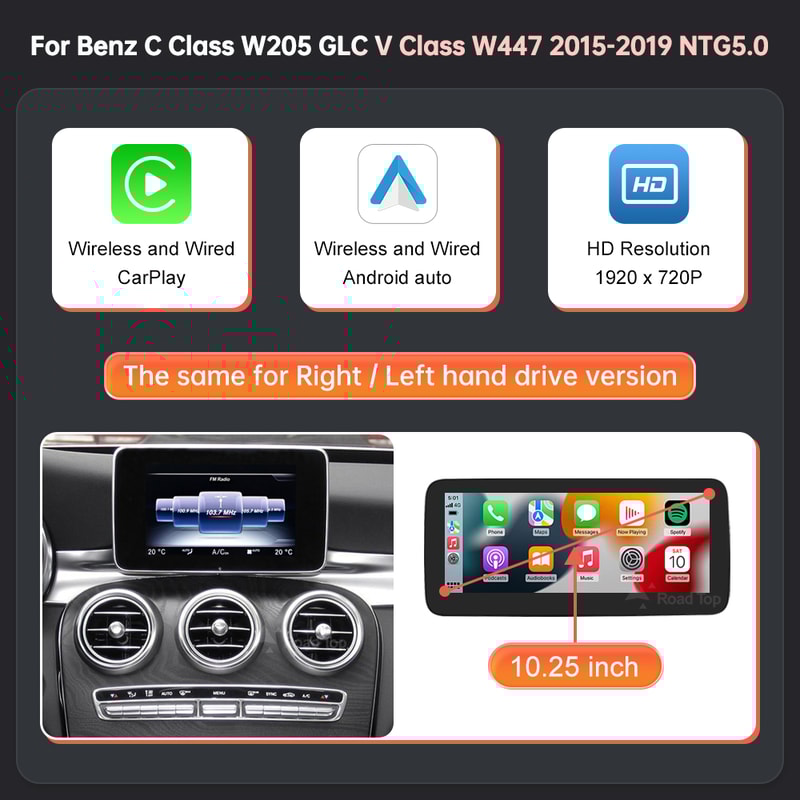 Wireless Android Auto CarPlay Linux Multimedia Screen For MercedesBenz 6
