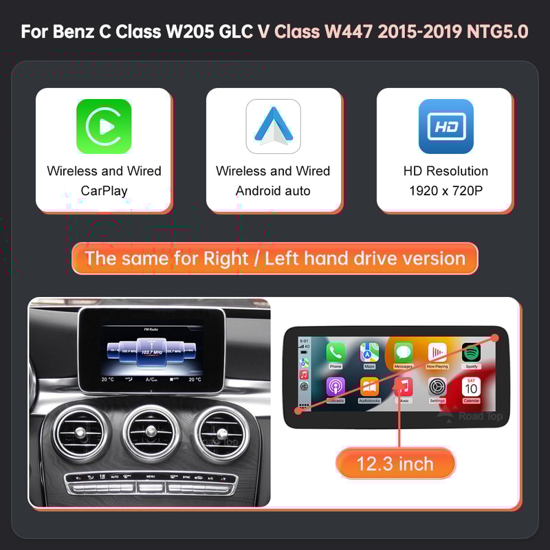 Wireless Android Auto CarPlay Linux Multimedia Screen For MercedesBenz 7