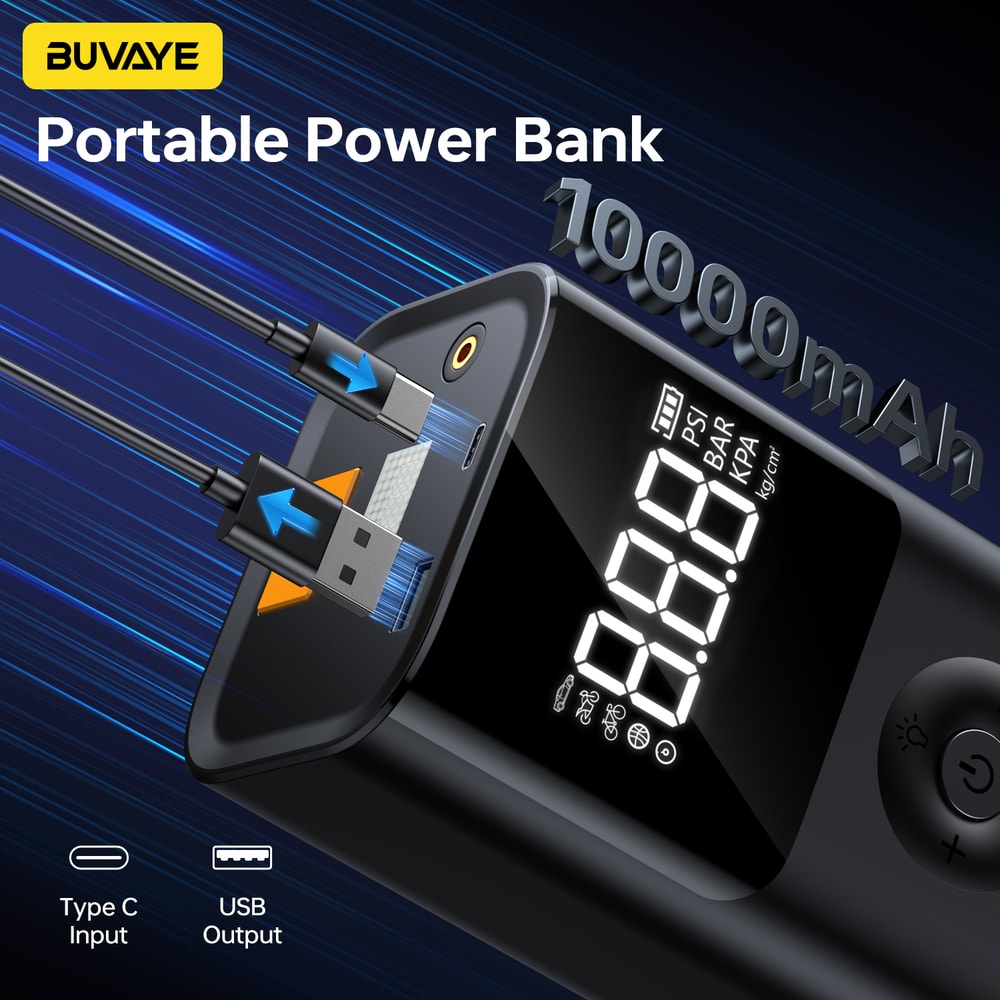 Car Jump Starter PowerBank 150PSI Air Pump 12V Battery Booster For 80L Gasoline 60L Diesel Engines 4