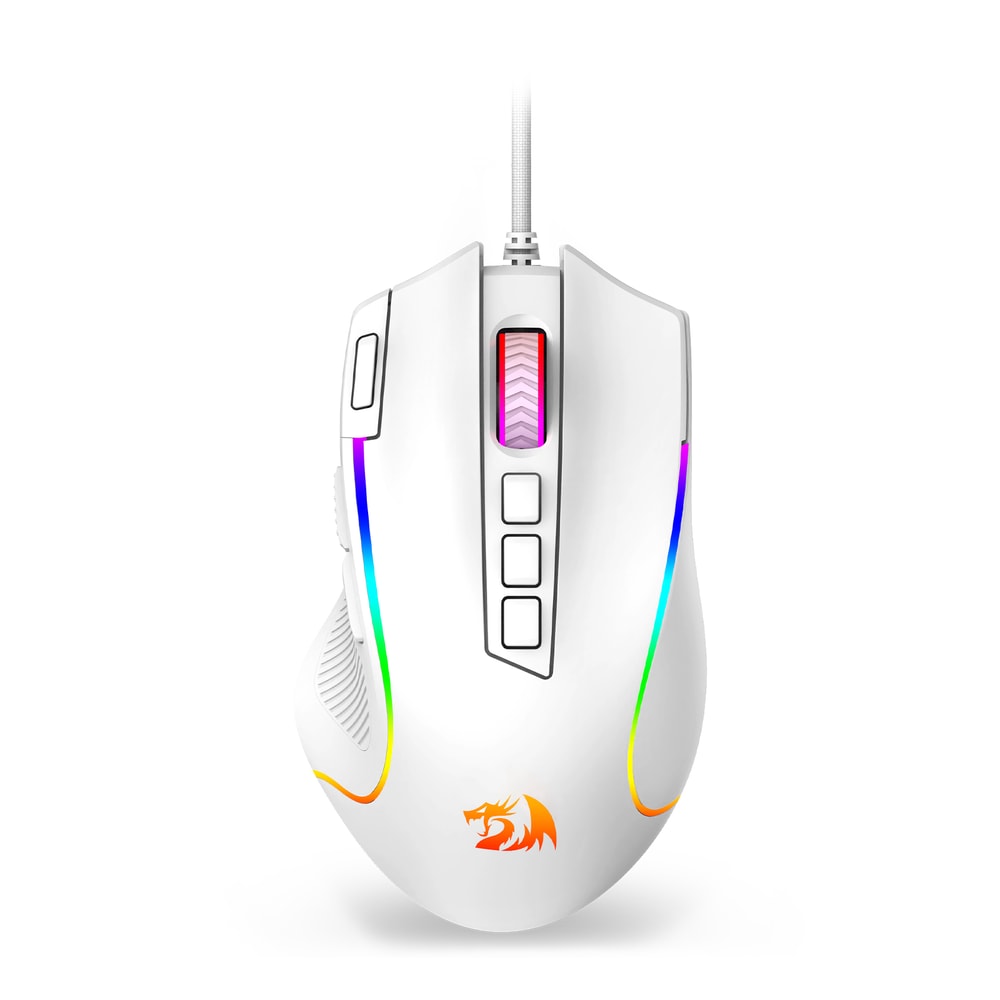 White RGB Gaming Mouse, Wired Optical with 11 Programmable Buttons