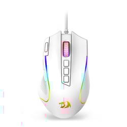 white rgb gaming mouse, wired optical with 11 programmable buttons