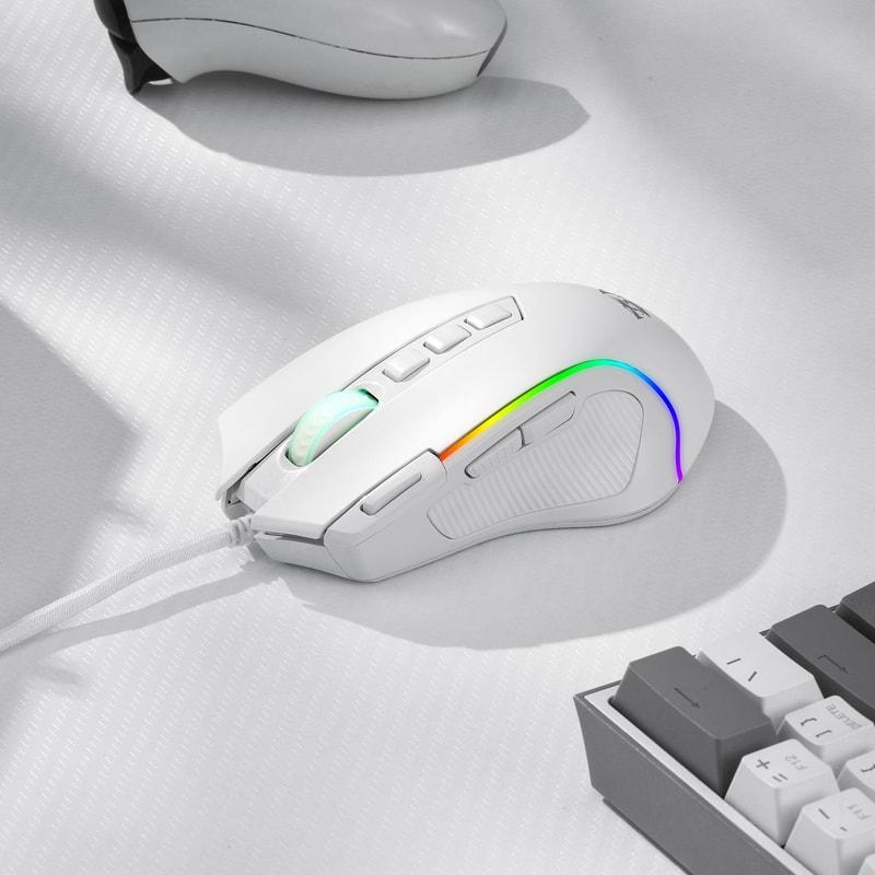 White RGB Gaming Mouse, Wired Optical with 11 Programmable Buttons