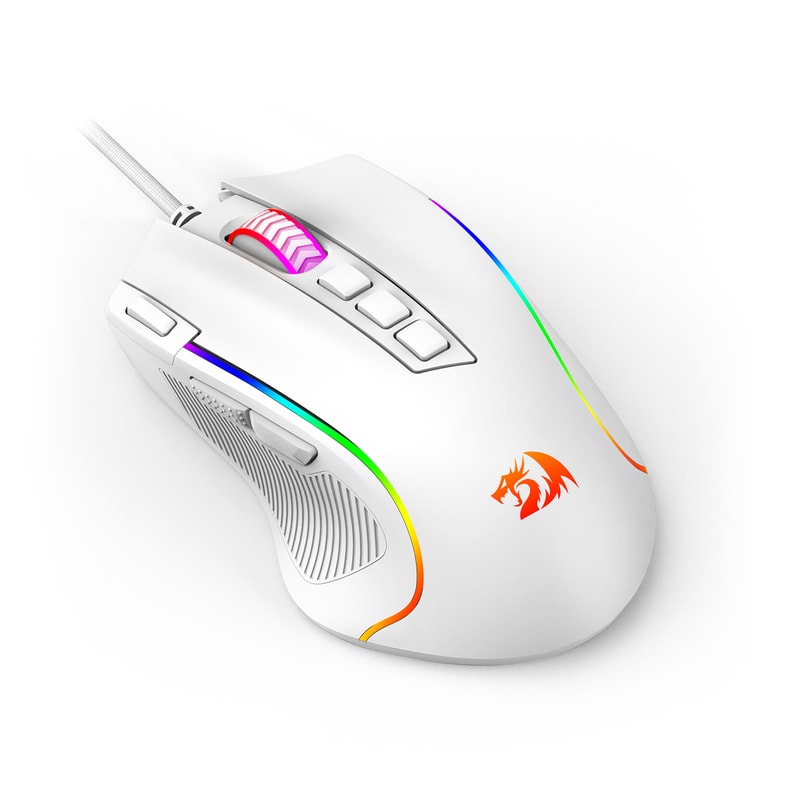 White RGB Gaming Mouse, Wired Optical with 11 Programmable Buttons