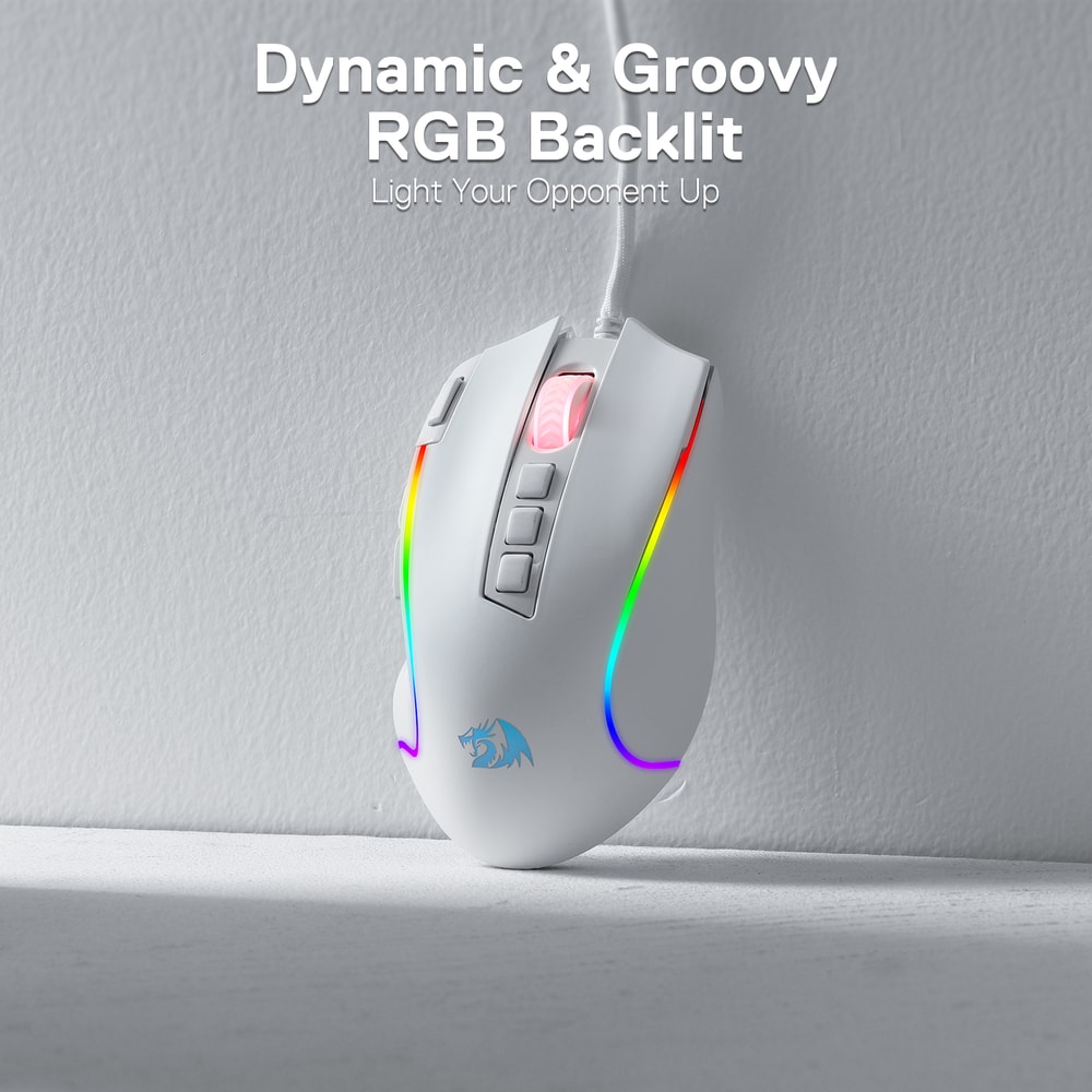 White RGB Gaming Mouse, Wired Optical with 11 Programmable Buttons
