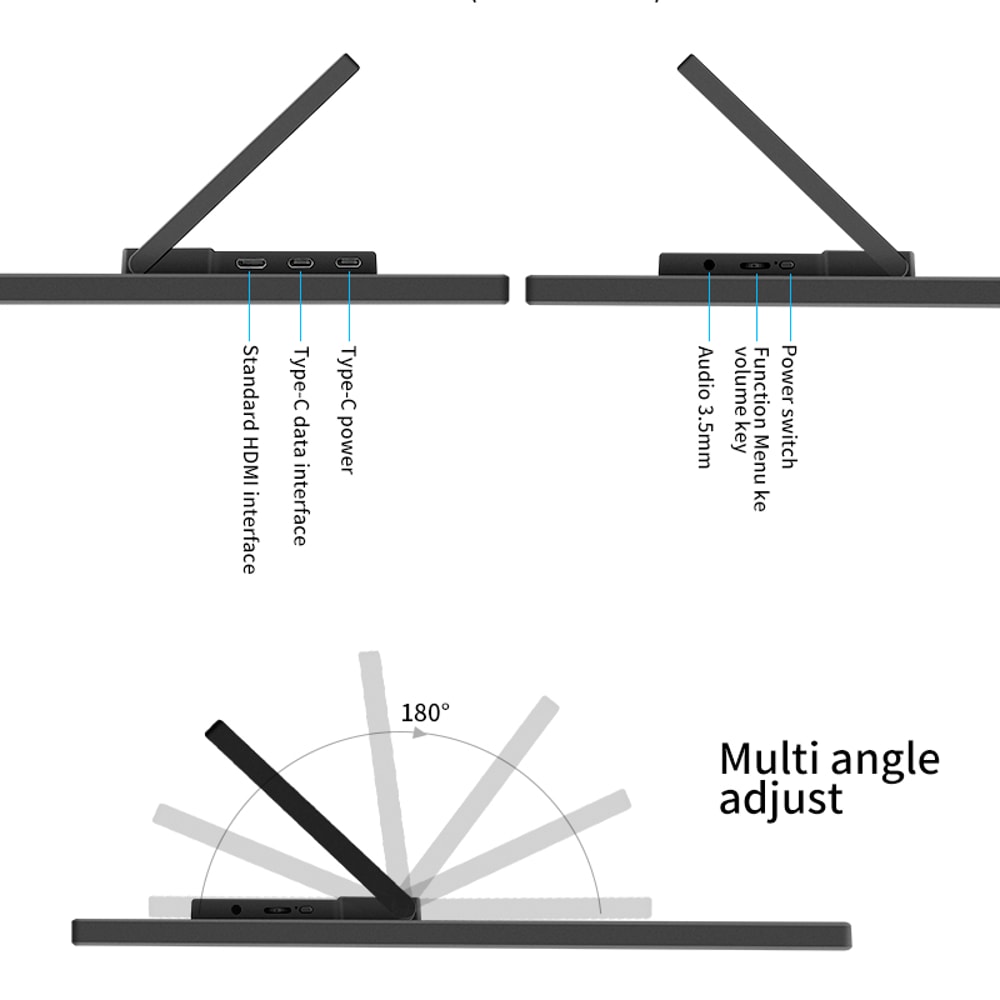 Portable Monitor FHDIPS Panel Second Screen For Laptop Gaming With Type C HDMI 5