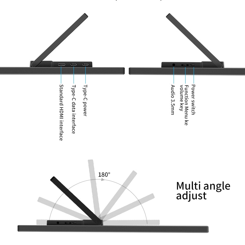 Portable Monitor FHDIPS Panel Second Screen For Laptop Gaming With Type C HDMI 5