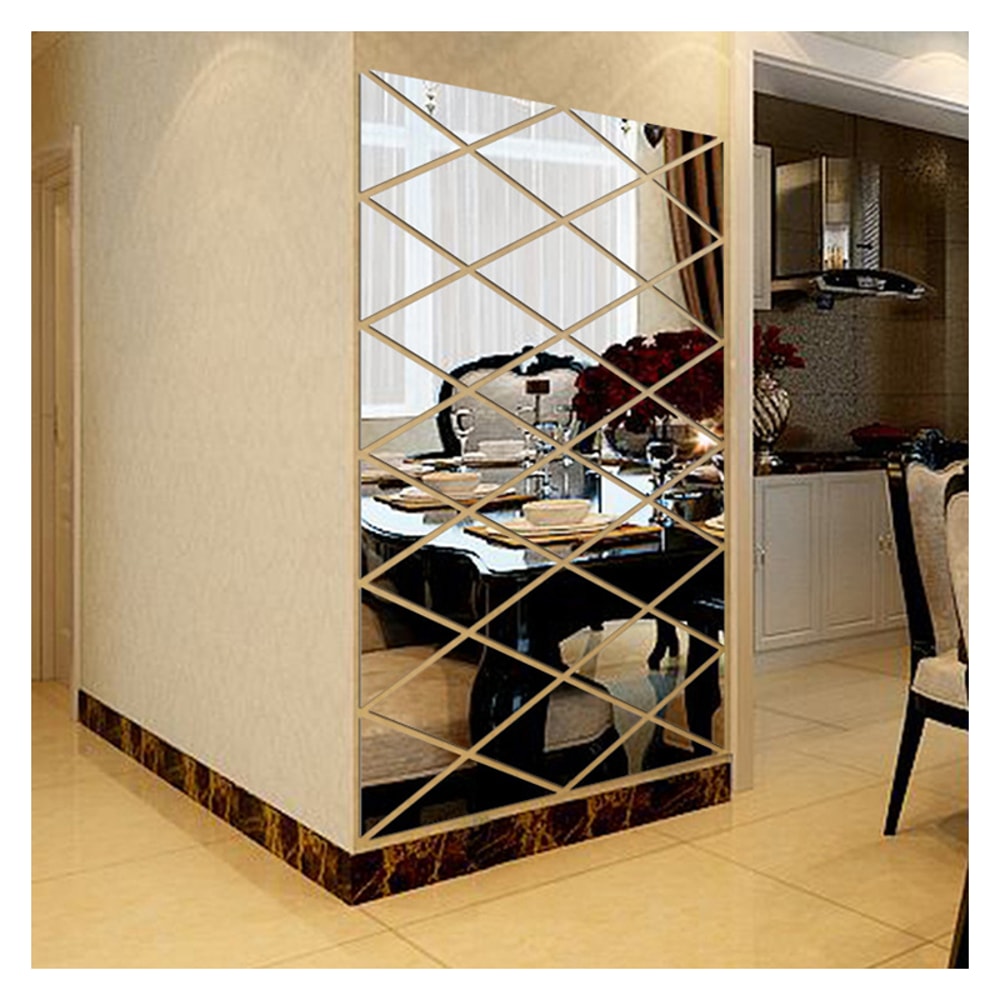 Multi-piece Combination Diamond-shaped 3D Mirror Wall Stickers, Splicing Stickers for Wall Decor