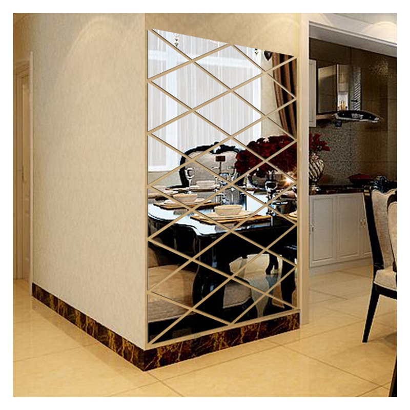 Multi-piece Combination Diamond-shaped 3D Mirror Wall Stickers, Splicing Stickers for Wall Decor