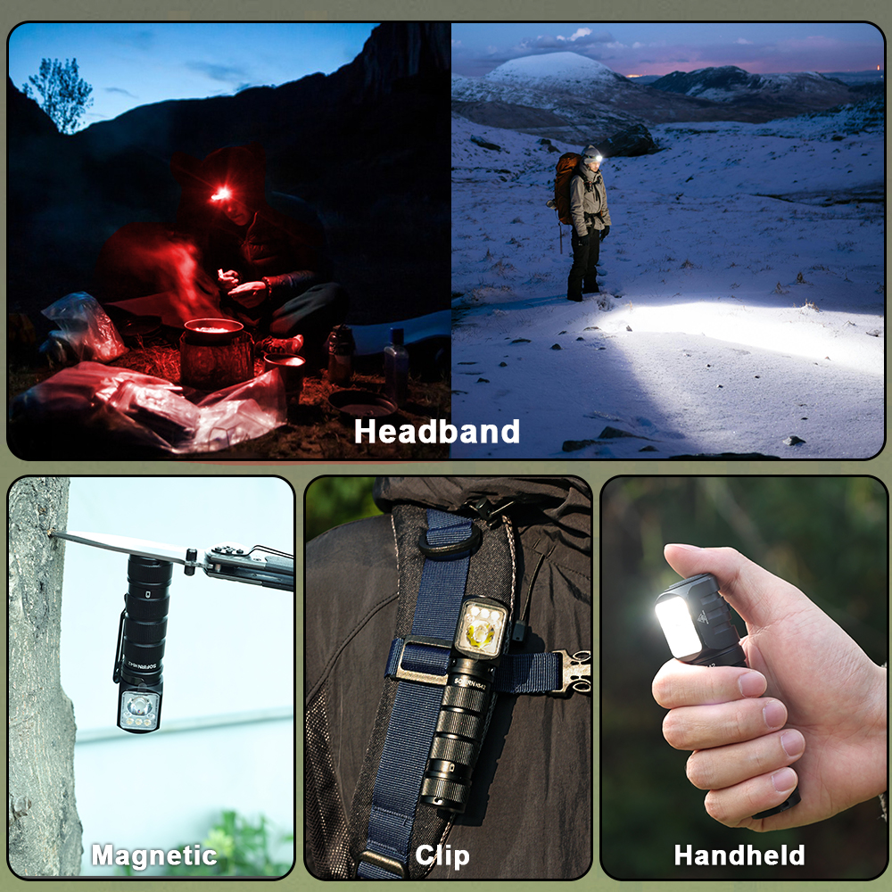 USB C Rechargeable Headlamp With RED LED Flashlight For Camping 5
