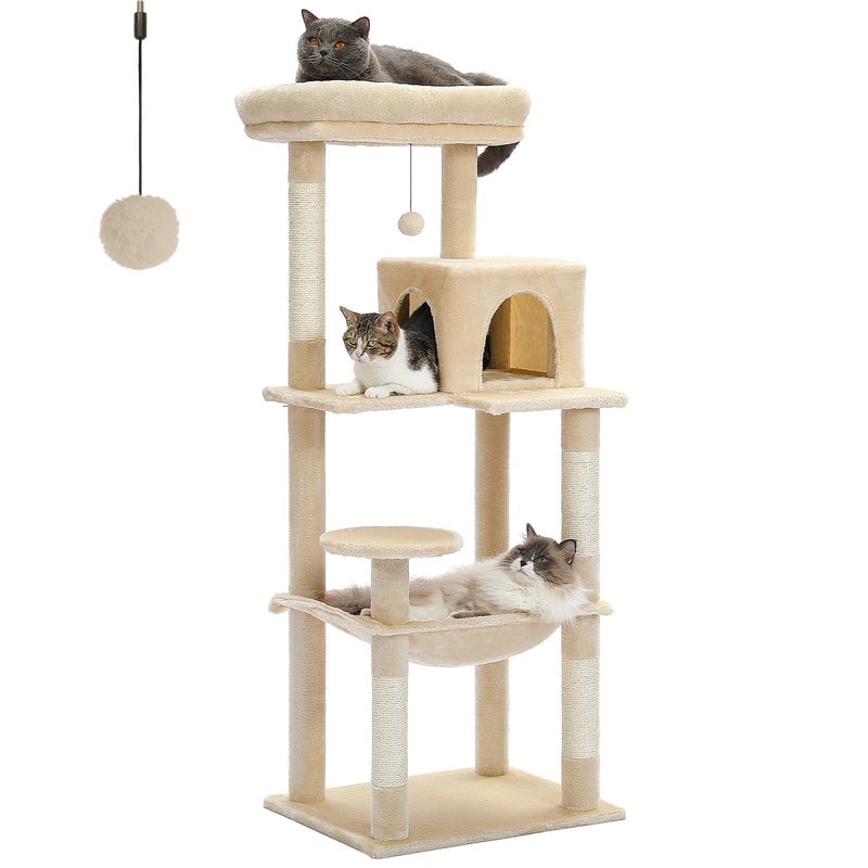 Indoor Cat Tree With 5 Levels Large Hammock Sisal Scratching Posts Cozy Condo And Top Perch For Lar 7