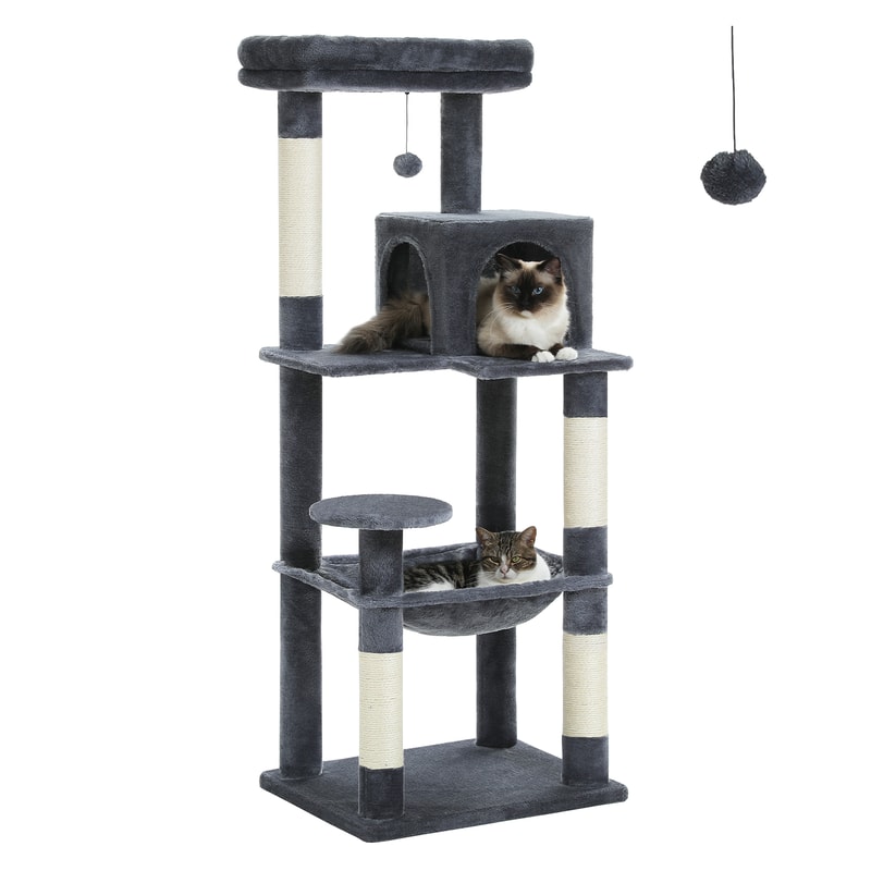 Indoor Cat Tree With 5 Levels Large Hammock Sisal Scratching Posts Cozy Condo And Top Perch For Lar 8