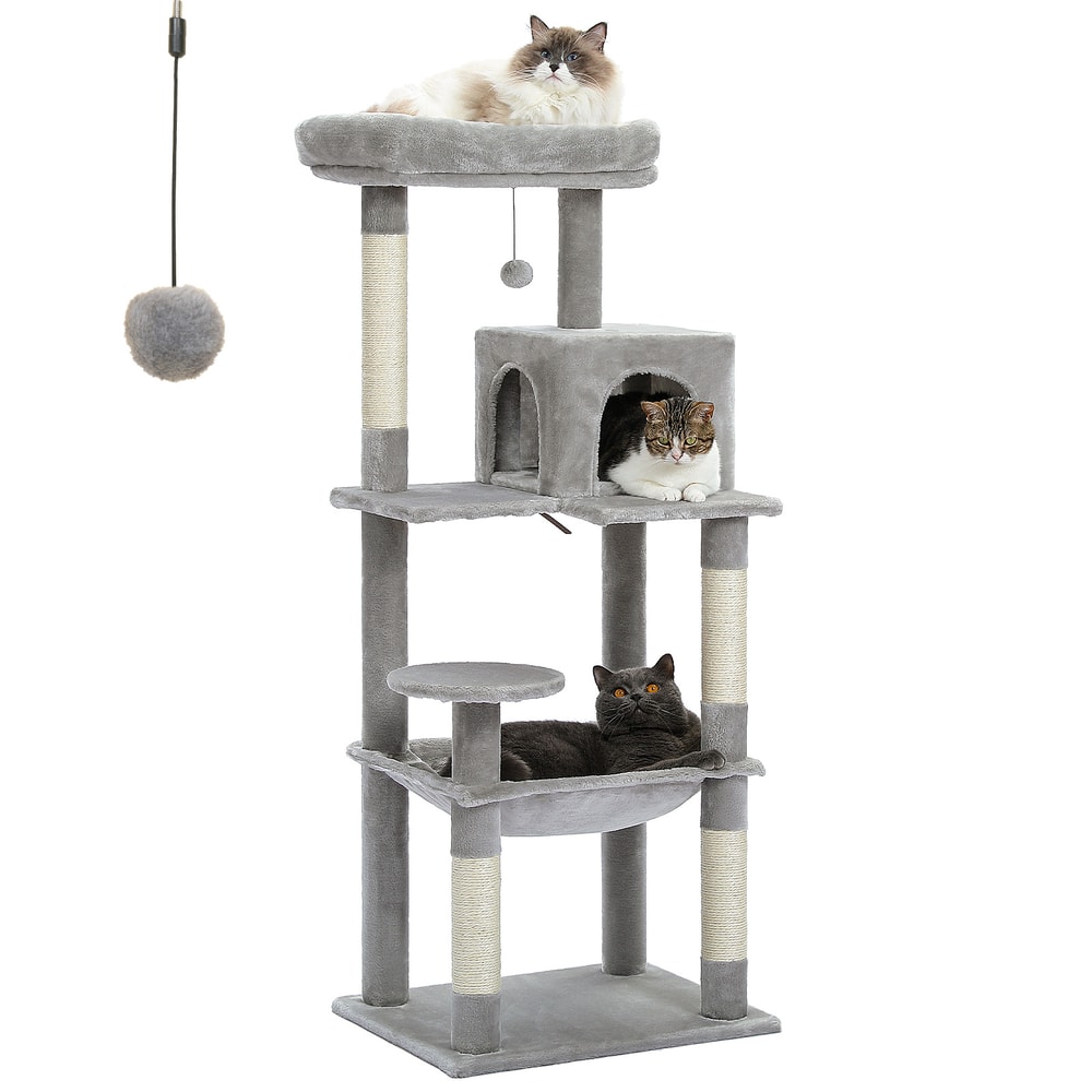 Indoor Cat Tree With 5 Levels Large Hammock Sisal Scratching Posts Cozy Condo And Top Perch For Lar 6