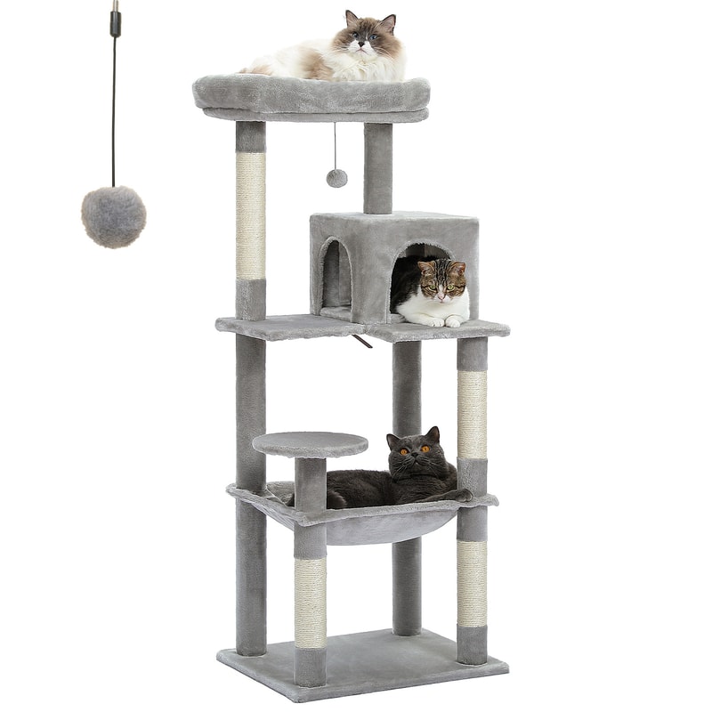 Indoor Cat Tree With 5 Levels Large Hammock Sisal Scratching Posts Cozy Condo And Top Perch For Lar 6