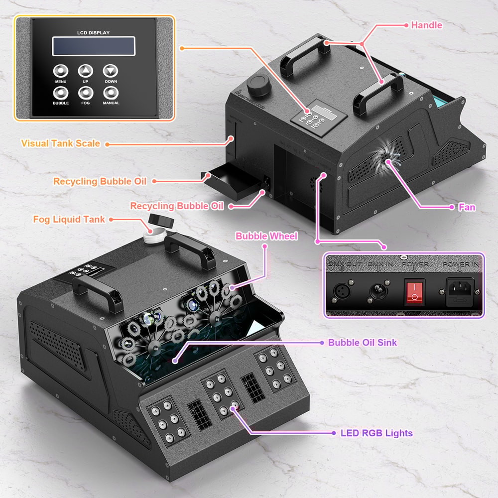 LED Bubble Fog Machine Smoke Bubble Machine RGB Stage Light For Party Wedding DJ 5