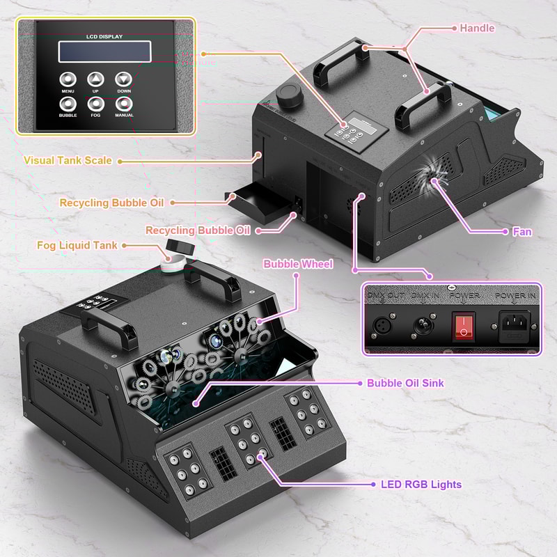 LED Bubble Fog Machine Smoke Bubble Machine RGB Stage Light For Party Wedding DJ 5