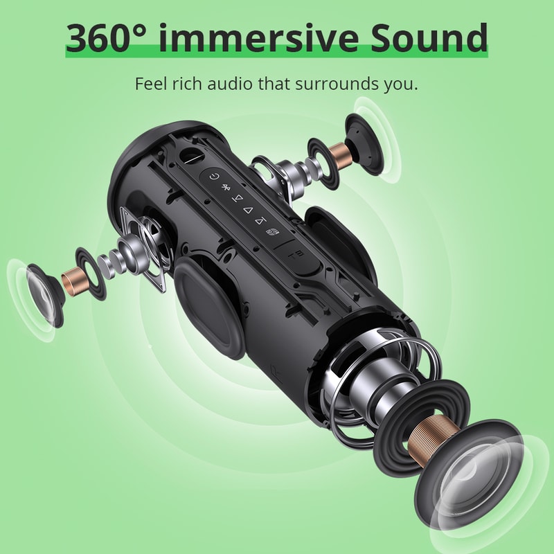 Bluetooth Portable Speaker With Deep Bass 360 Degree Sound Waterproof IPX7 For Outdoor Use 2