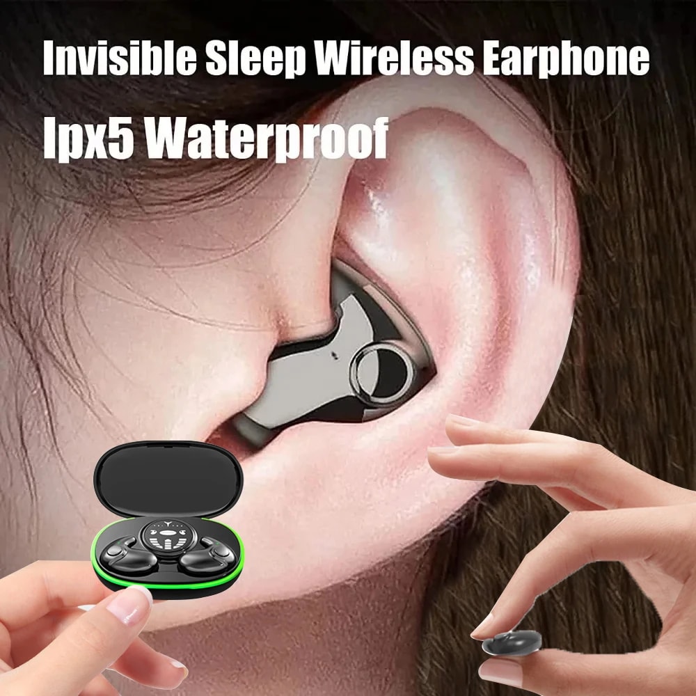 Wireless Bluetooth Invisible Sleep Earphones, Noise Reduction Touch Control Headsets, IPX5 Waterproof Earbuds