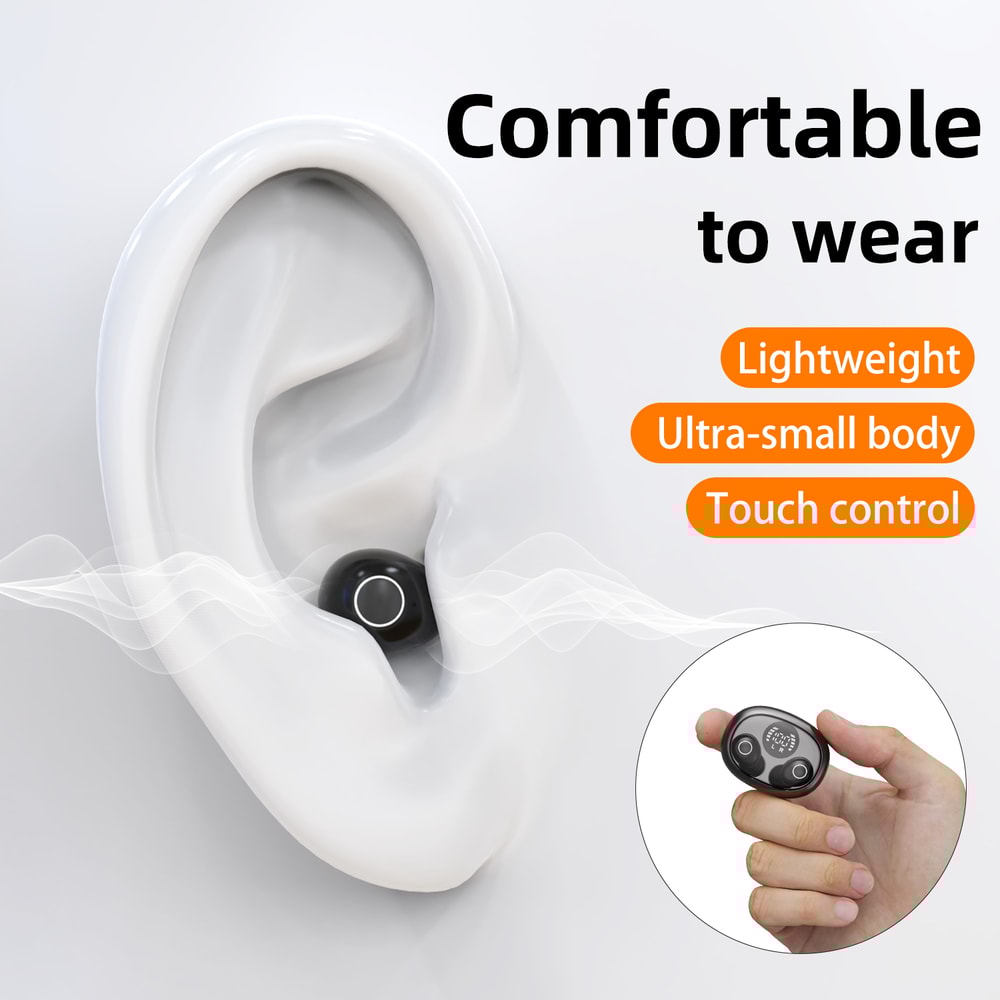 Smallest Tiny Earbuds, Invisible Sleep Wireless Bluetooth Headset with Mic for Comfort