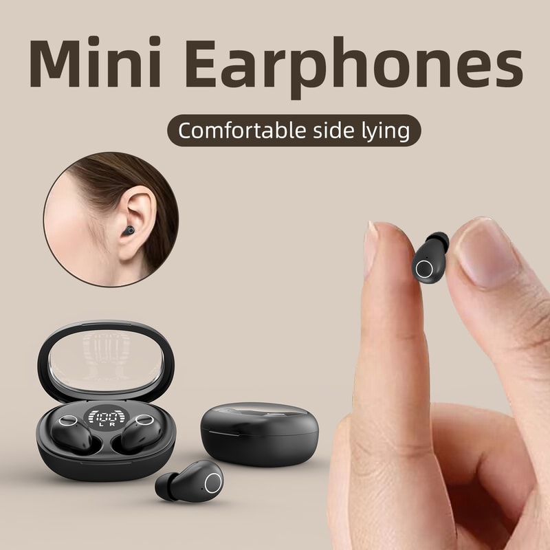 Smallest Tiny Earbuds, Invisible Sleep Wireless Bluetooth Headset with Mic for Comfort