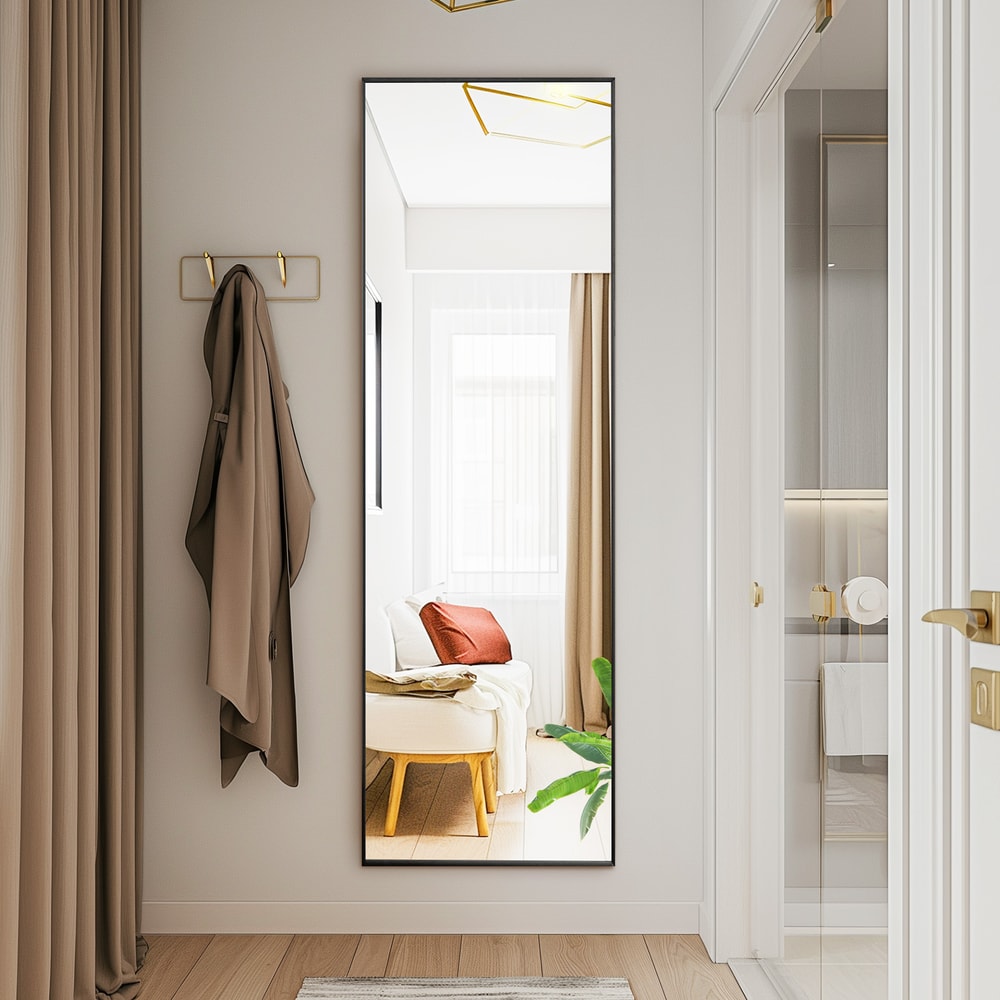 Leaning WallMounted Mirror Full Body Standing Mirror With Aluminum Alloy Frame For Living Room 1