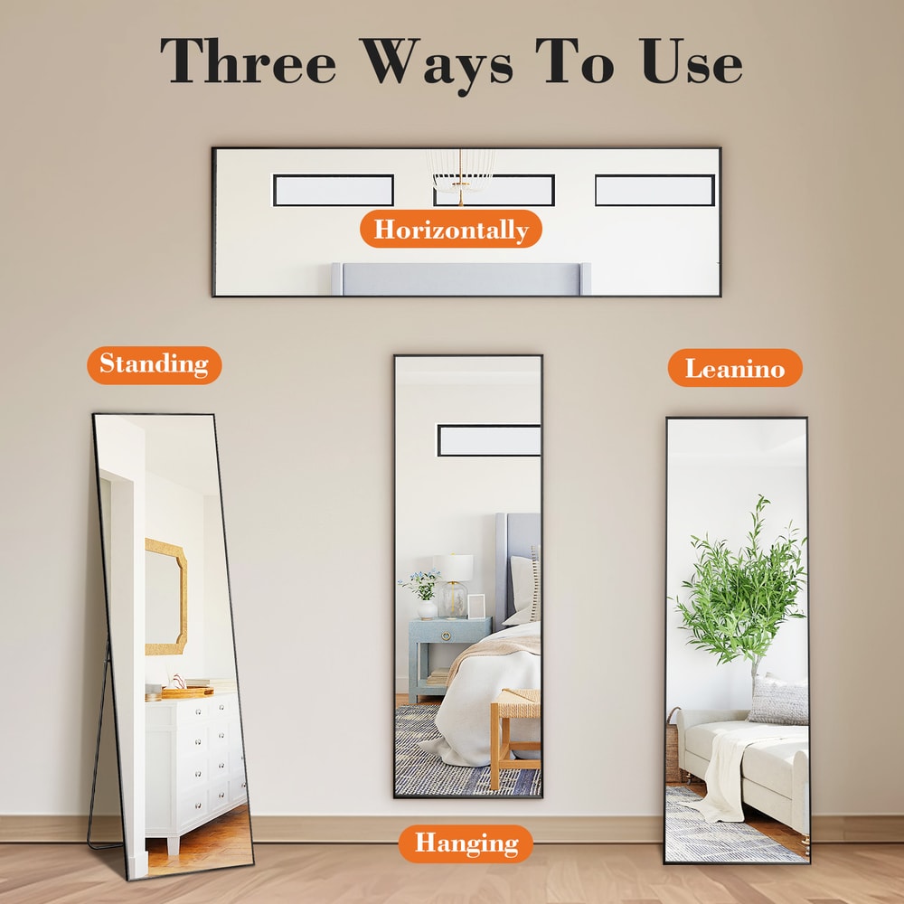 Leaning WallMounted Mirror Full Body Standing Mirror With Aluminum Alloy Frame For Living Room 5