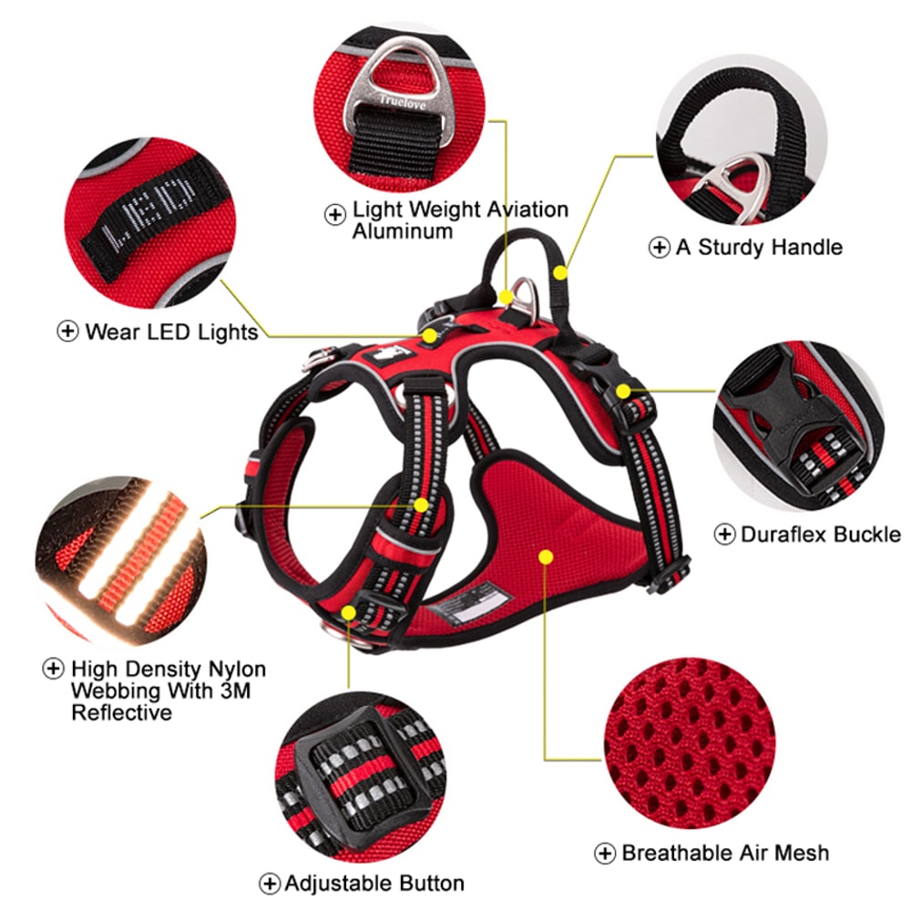 Adjustable Pet Reflective Nylon Dog Harness No Pull Medium Large Naughty Dog Vest For Safety 3
