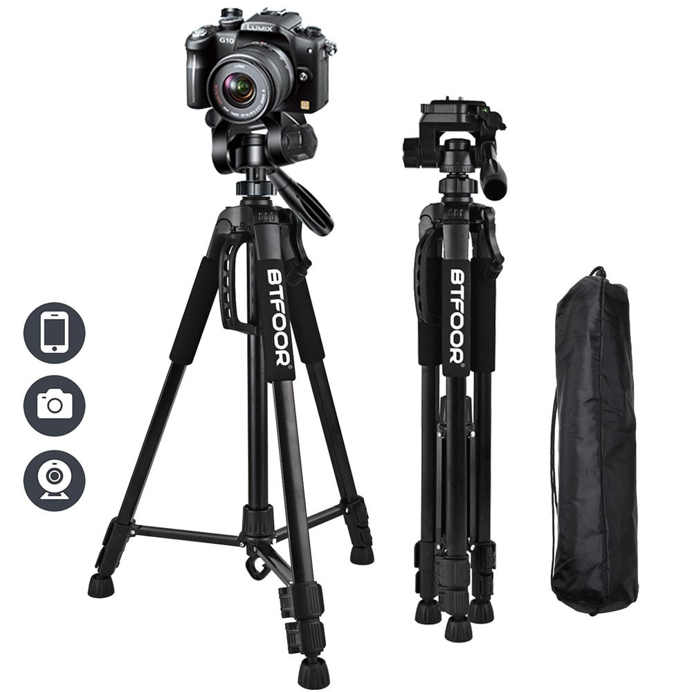 Aluminum Phone Travel Self Tripod With Pan Head Mount For Canon Nikon DSLR Camera