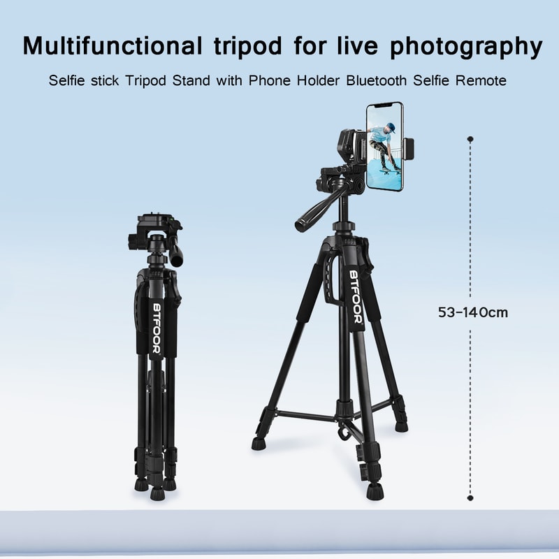 Aluminum Phone Travel Self Tripod With Pan Head Mount For Canon Nikon DSLR Camera