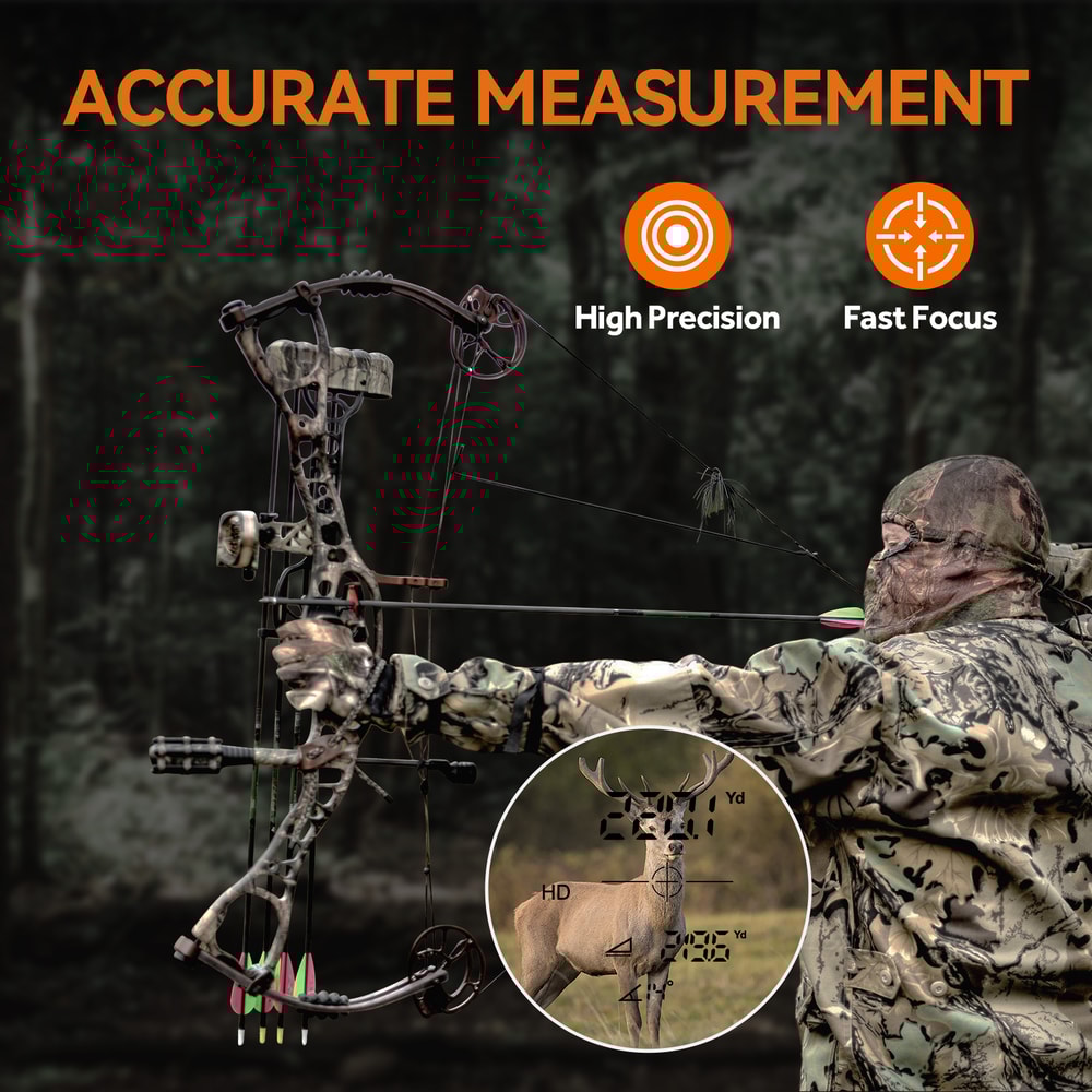 Laser Rangefinder For Hunting Range Finder Big Field 656Yd Rain Fog Ranging Mode BOW Mode Auto Heig 1