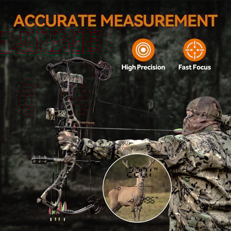 Laser Rangefinder For Hunting Range Finder Big Field 656Yd Rain Fog Ranging Mode BOW Mode Auto Heig 1