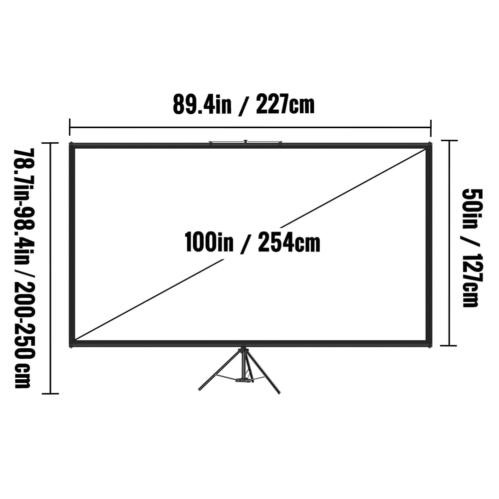 Portable Tripod Projector Screen, 4K HD Home Cinema for Indoor & Outdoor Projection, Stand Included