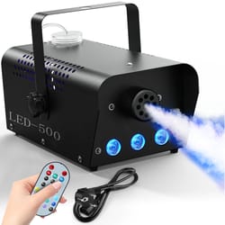 rgb smoke machine fog ejector with remote for dj events, halloween, christmas