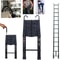 Aluminum Extending Roof Ladder, Heavy Duty Telescopic Ladders With Hooks, Indoor Outdoor Multi Purpose Ladder