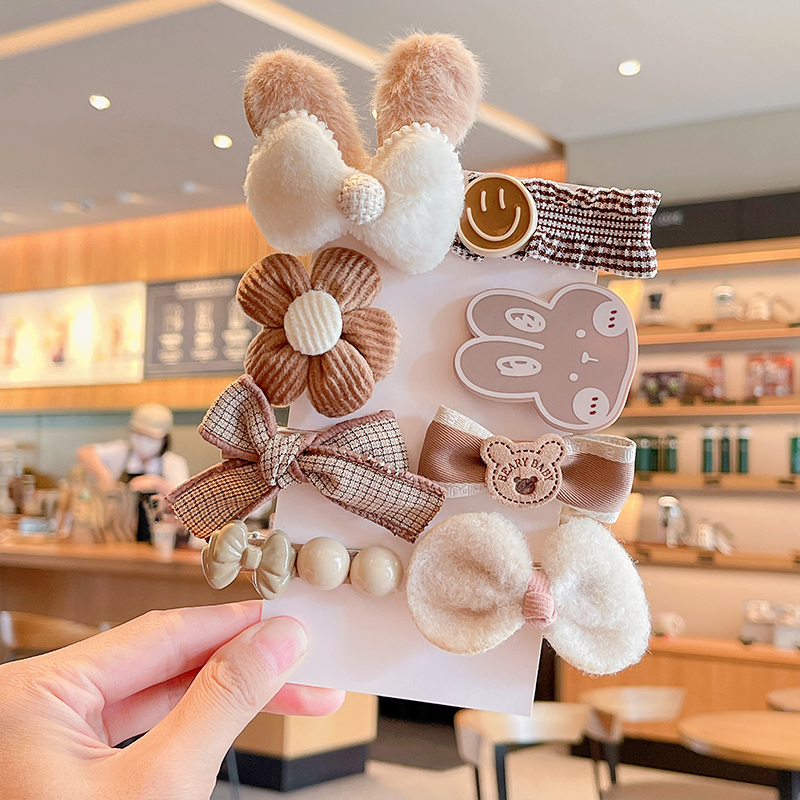 Plush Cartoon Flower Bow Hairpins For Girls Children Cute Sweet Barrettes Kid Hair Accessories 2