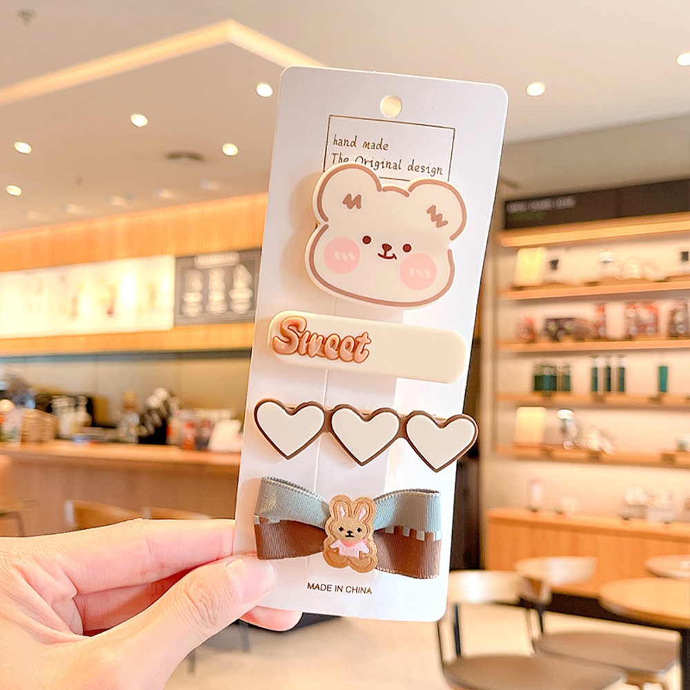 Plush Cartoon Flower Bow Hairpins For Girls Children Cute Sweet Barrettes Kid Hair Accessories 4