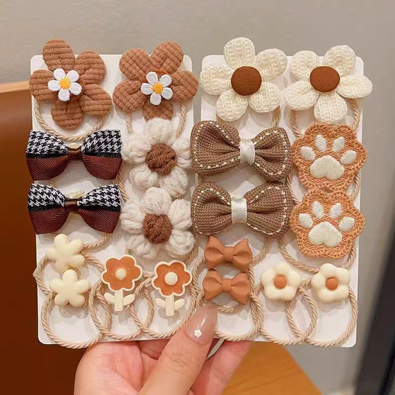 Bow Headband for Little Girls, Cute Milk Coffee Colored Hair Rope for Girls, Rubber Band for Tying Hair