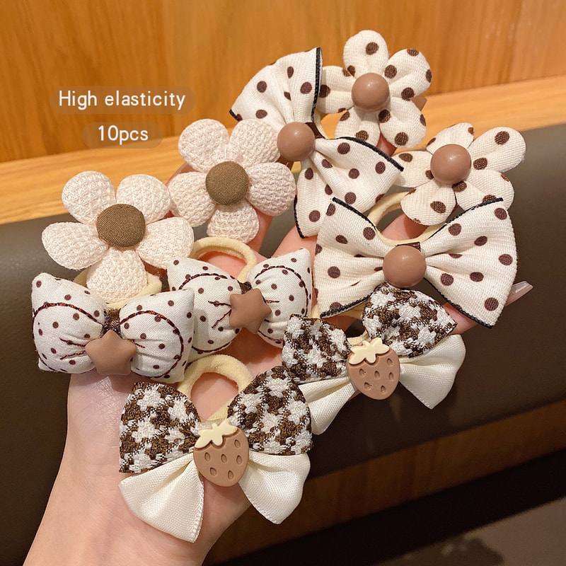 Sweet Flower Bow Elastic Bands Cute Hair Accessories Suitable For Daily Use Comfortable Ponytail Ho 2