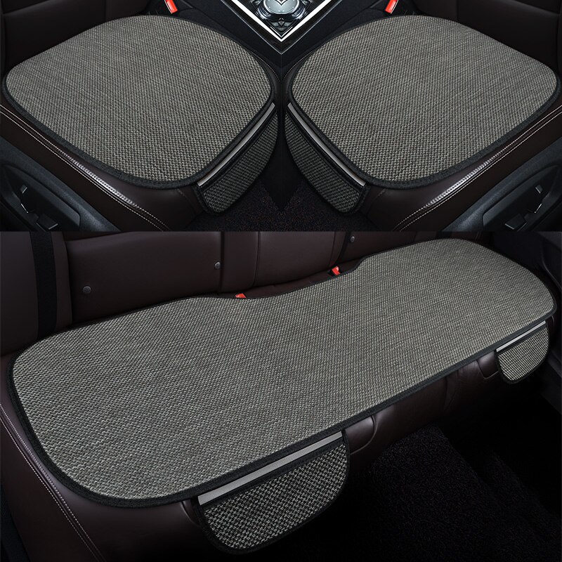 Burlap Car Seat Cushion Three Piece Set Natural Fiber Auto Seat Protection Kit 0