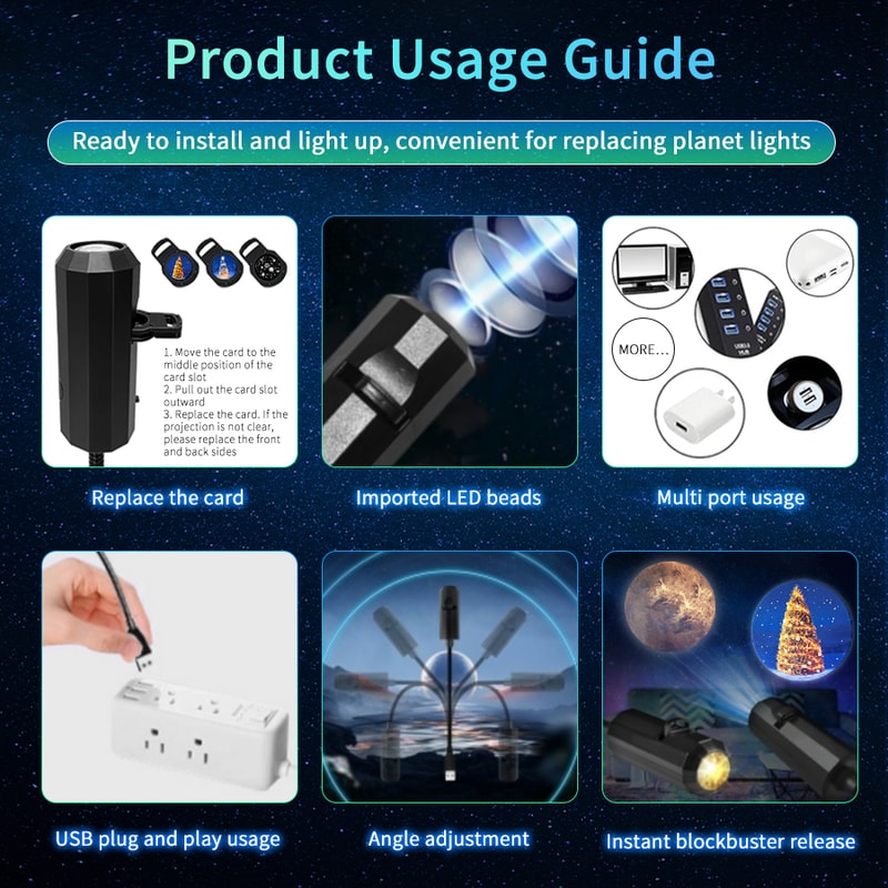 LED USB Projector Night Light Moon Lamp For Ceiling Wall Holiday Ornaments Room Atmosphere Mood Lig 1