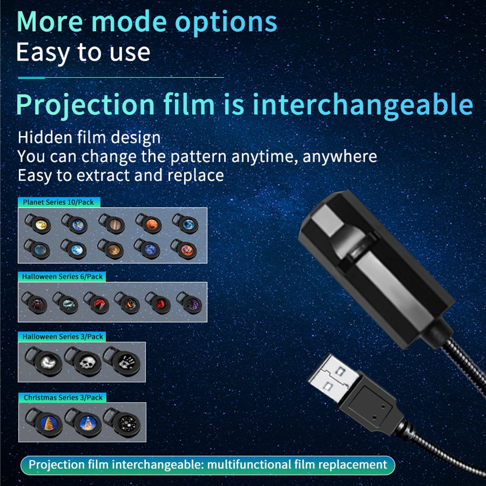 LED USB Projector Night Light Moon Lamp For Ceiling Wall Holiday Ornaments Room Atmosphere Mood Lig 2